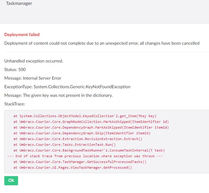 Deployment Failed error