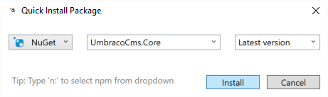 quick install option