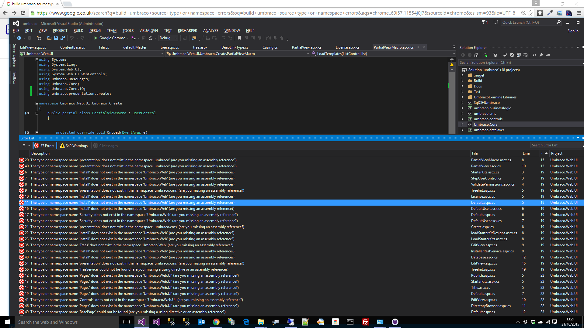 Umbraco Source Build Errors