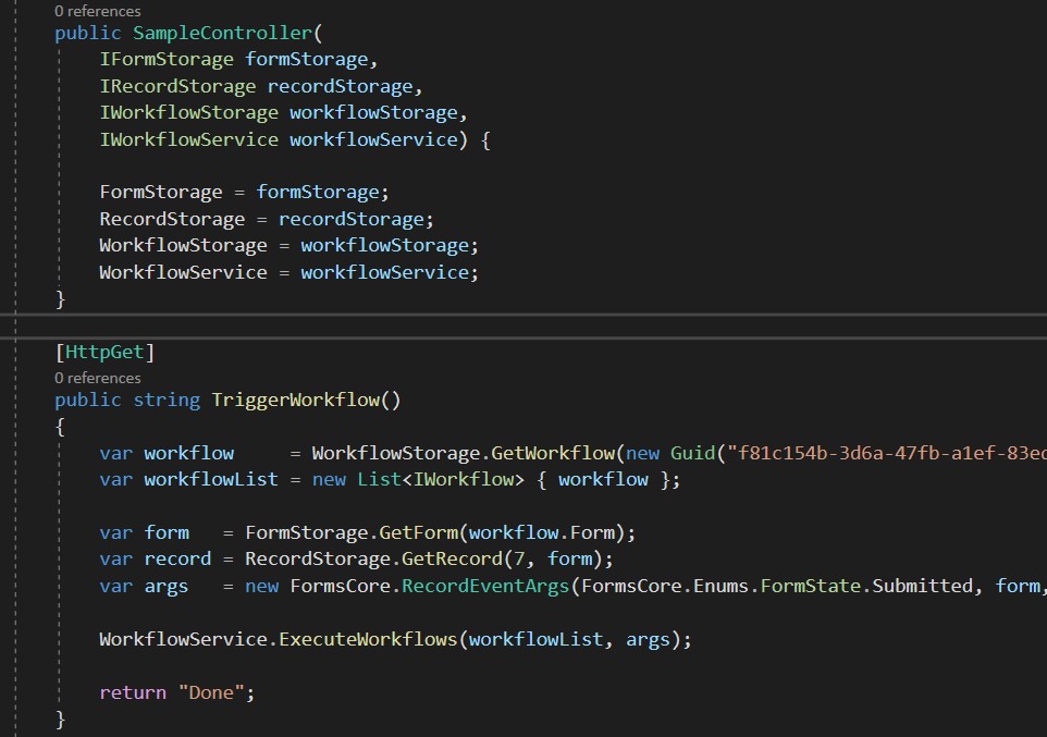 workflow trigger code