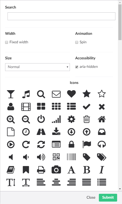 Insert icon panel