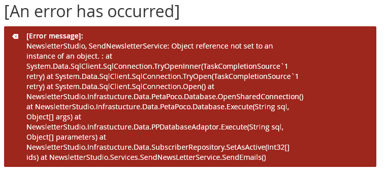 error when sending newsletter