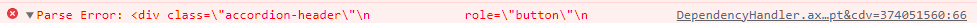 Parser error in Chrome console post-deployment