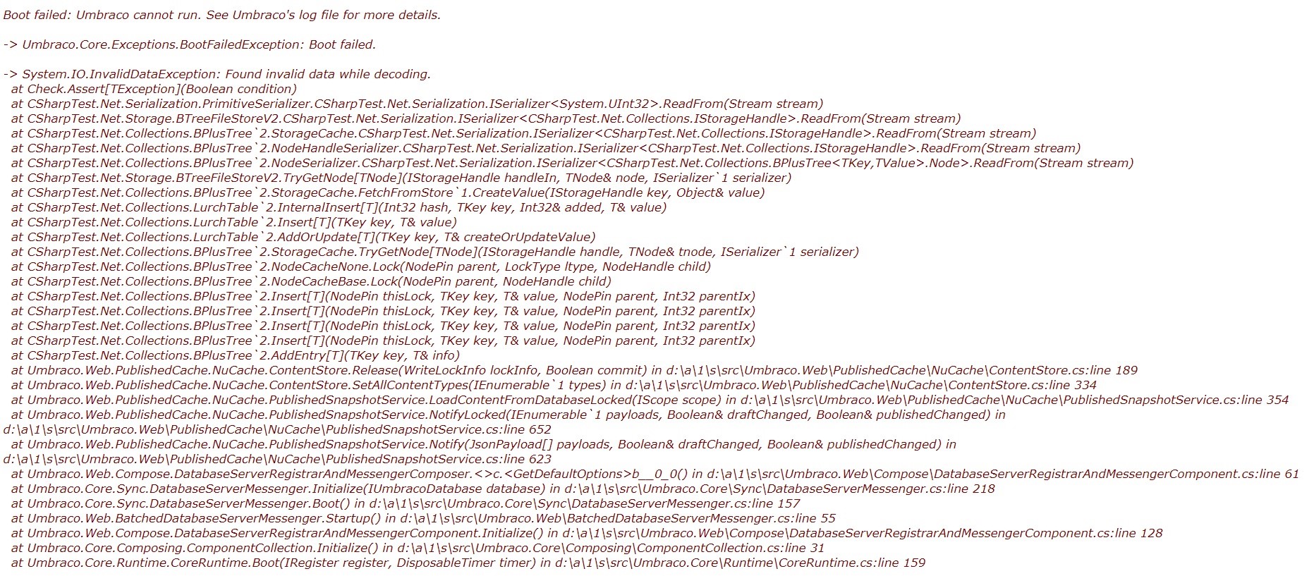 Boot Field Exception