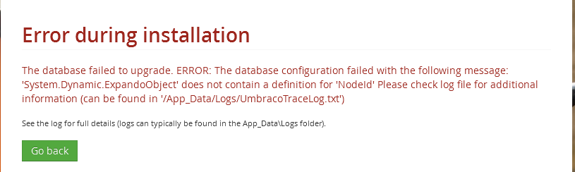 Upgradation Error