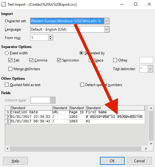 Default Calc Import
