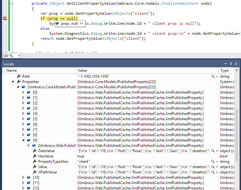 debug window