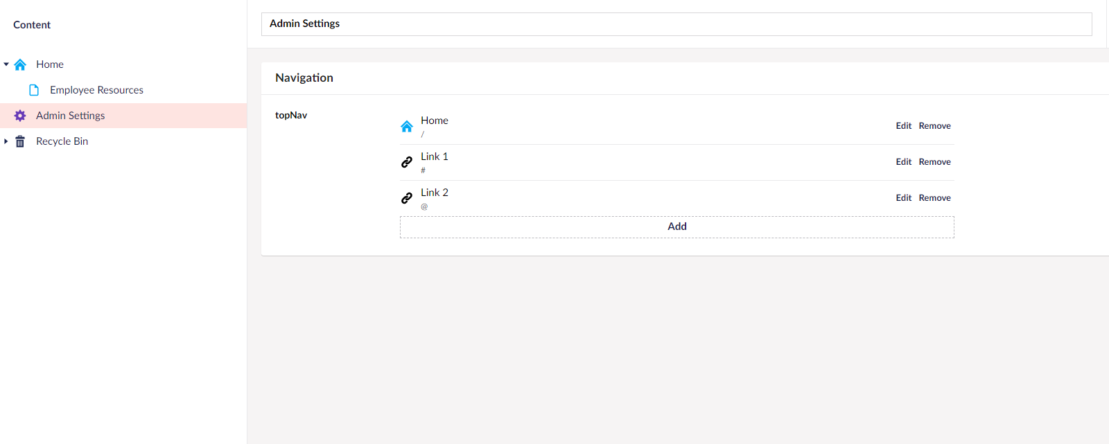 Content Settings Page