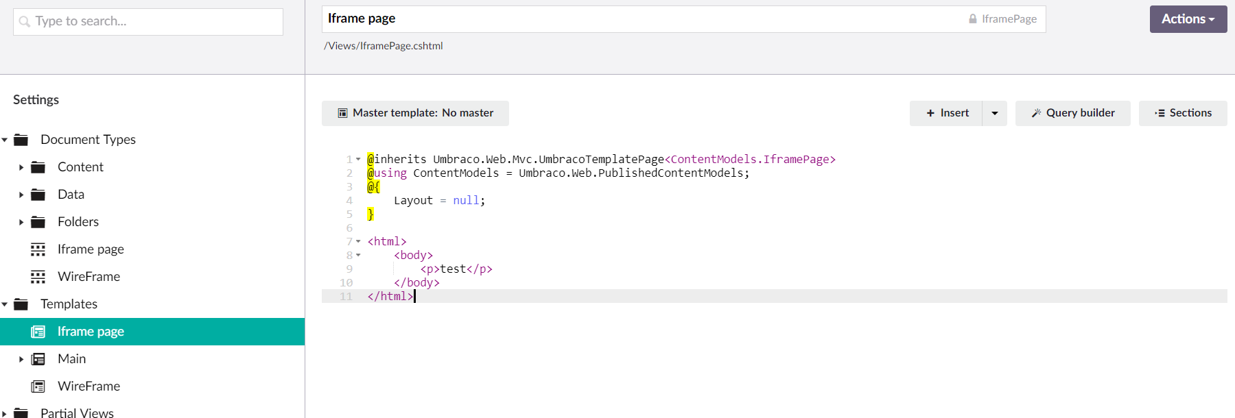 Templates screen grab