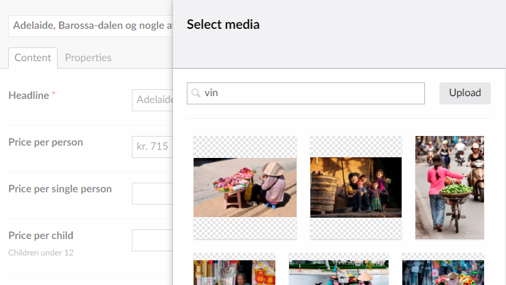 Searching in media picker
