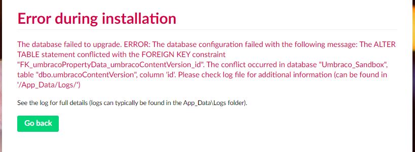 FK<em>umbracoPropertyData</em>umbracoContentVersion<em>id Error