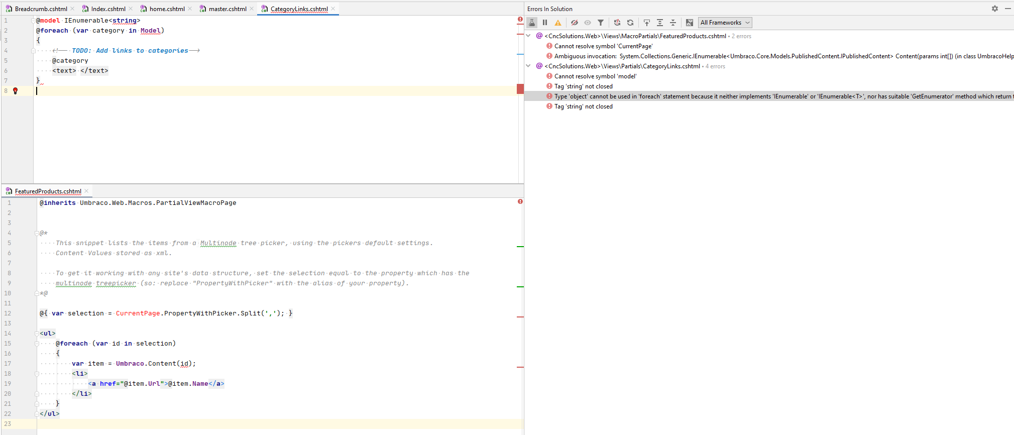 Errors in Rider