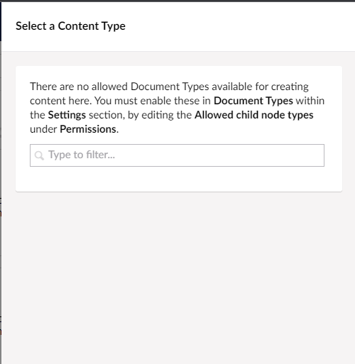 Empty state while adding a doc type