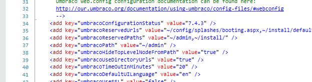 web.config page setting